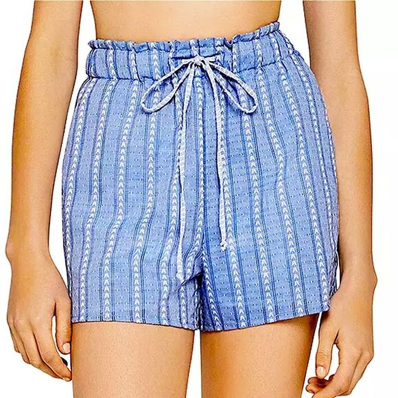 BCBGeneration Blue & White Striped Drawstring Shorts Size Medium - Picture 1 of 8